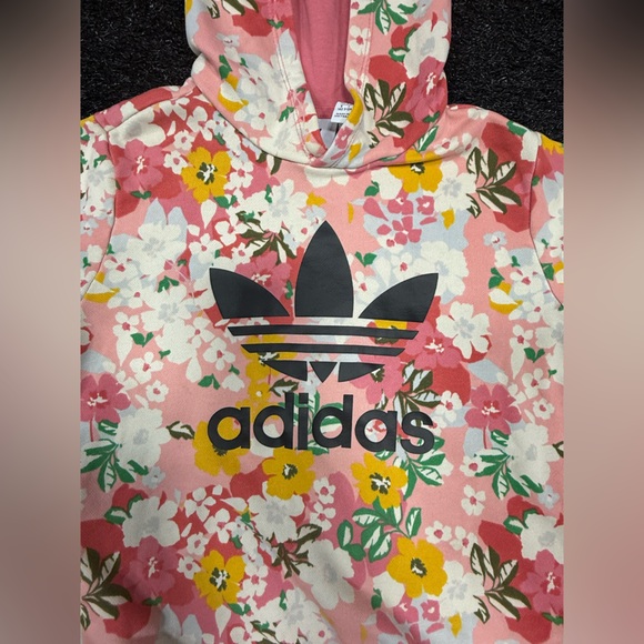 Adidas Pink Floral Hoodie -Rare - Picture 1 of 5